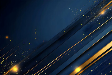 Poster - Blue background with diagonal golden lines and light effects