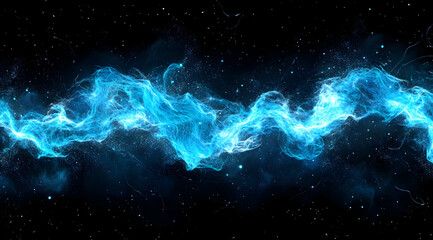 Poster - Blue energy waves on a black background