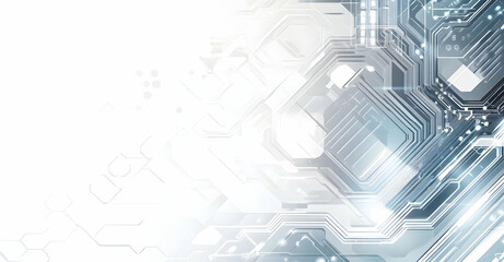Poster - White background with gray circuit board lines vector presentation template