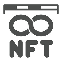 Poster - Data ruler with NFT token solid icon, neural dataset concept. Vector graphics. Non fungible token, data sign on white background, glyph style icon for mobile or web design.