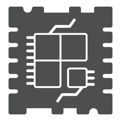Fototapete - Powerful processor with efficient core solid icon, neural dataset concept. Vector graphics. Energy efficient processor, unit sign on white background, glyph style icon for mobile or web design.