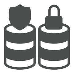 Fototapete - Protected and locked storage arrays solid icon, dataset concept. Vector graphics. Secure data, safety sign on white background, glyph style icon for mobile or web design.