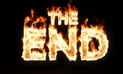 Poster - Dramatic The End Typography Highlighted by Intense Wild Flame Effects made with Generative AI technology