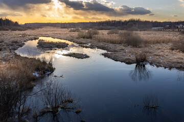 Wall Mural - a calm body of water with a cloudy sky in the background