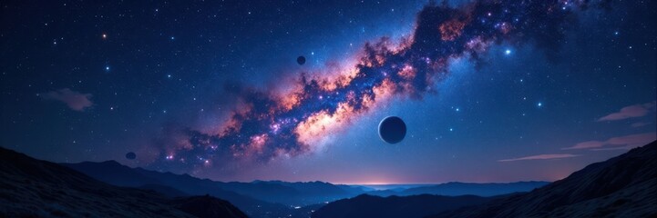 Milky Way galaxy with stars and planets in the night sky, galaxy, astronomy