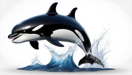 orca whale leaping from ocean waves