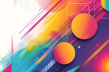 Poster - A vibrant and abstract vector art featuring geometric shapes and bold colors.