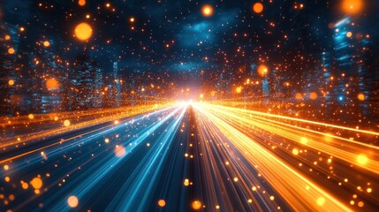 Poster - Futuristic Cityscape: Speed and Light
