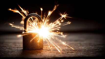 Poster - Glittering sparkler emitting radiant light and sparks against a dark background creating a festive and joyful atmosphere