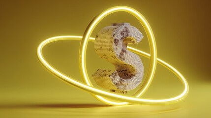 Poster - Warm yellow light hovering above evoking a sense of calm and comfort with a soft glow in a minimalistic design