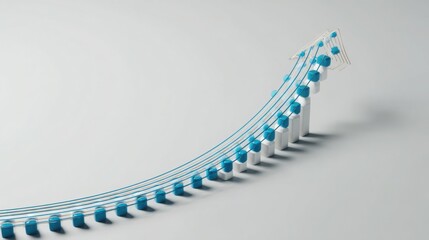 Poster - Long line of blue and white wires forming an arrow shape symbolizing data flow and growth in a modern digital world