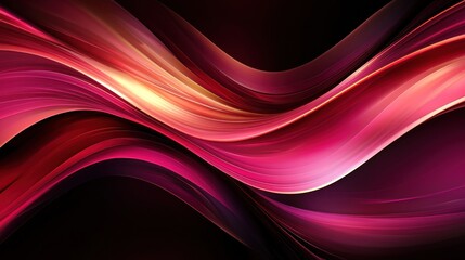 Poster - Abstract Crimson Waves: A Symphony of Curving Lines and Vibrant Hues