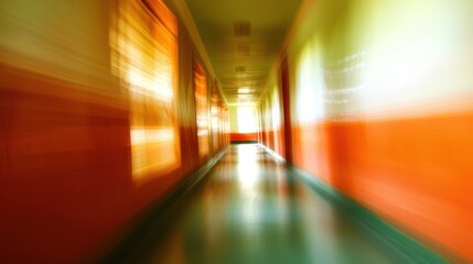 Poster - Abstract Corridor: A Motion Blur Journey Through Orange and Green Hues