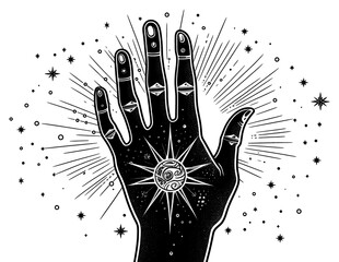 Wall Mural - png celestial hand drawing sketch line.