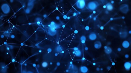Poster - Abstract Network Connection: Blue Nodes and Lines