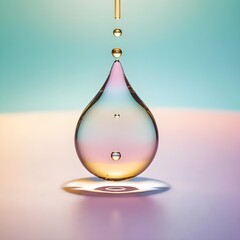 Wall Mural - iridescent oil droplet, pastel background
