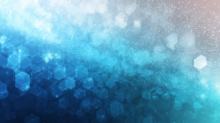 Poster - Abstract blue hexagonal pattern background with soft light and sparkle effect, suggesting technology, innovation, or digital concepts, ideal for a website banner or presentation
