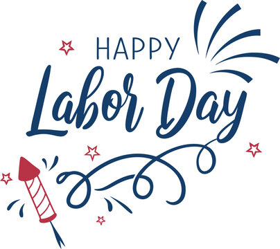 Festive Labour Day Greeting with Decorative Fireworks and Bold Typography