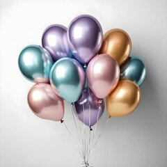 Wall Mural - Bunch of Pastel Metallic Balloons
