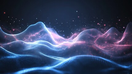 Poster - abstract digital landscape with glowing particles and futuristic feel