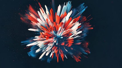 fireworks exploding in a burst of red and blue dots on a dark backdrop. 4th july independence day co