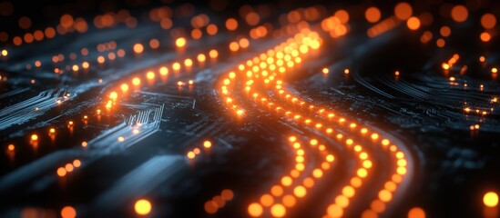 Poster - Abstract Circuit Board: Glowing Pathways of Data