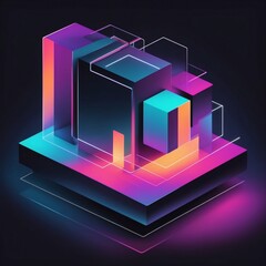 Aufkleber - Abstract geometric shape with vibrant colors and a futuristic design 