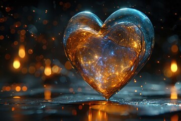 Poster - A glowing heart displays intricate patterns and beautiful colors gracefully