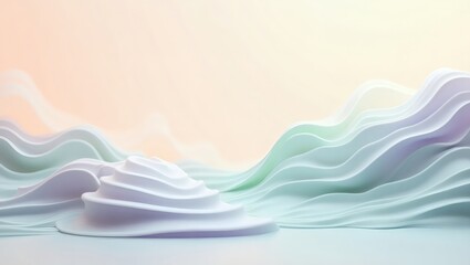 Aufkleber - Abstract pastel waves and mountains, a minimal and modern design, a soft and airy feel, a gentle gradient, a calm and serene atmosphere