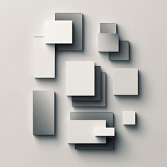 Aufkleber - Abstract composition of gray and white cubes, geometric shapes, 3D rendering, modern art