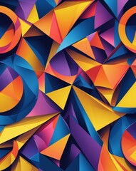 Aufkleber - Abstract geometric art pattern with vivid colors and intricate design, The vibrant colors create a visually striking composition, captivating the viewer's eye