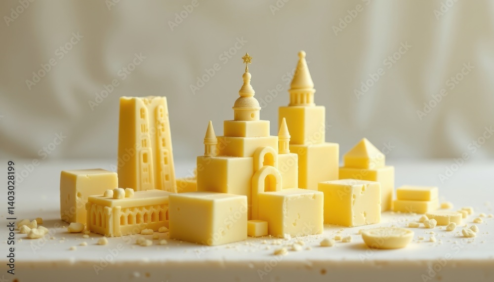 Architectural Butter Create a surreal visual where butter blocks are ...