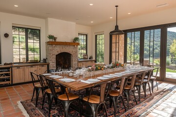 Poster - A grand dining room prepared for a celebratory and formal meal