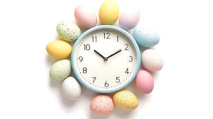 a pastel colored easter themed clock