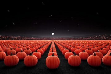 a pumpkin patch glowing with hundreds of jack-o'-lanterns