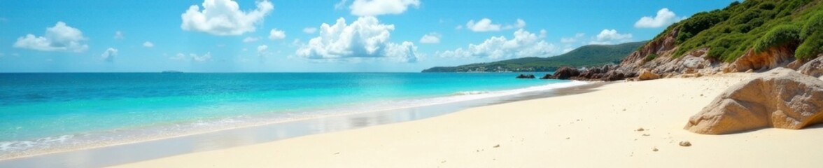 sun-drenched leinster bay beach showcases pristine sand and clear water , coast, serene, scenery