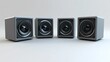 © embun - Four identical compact speakers lined up in a row