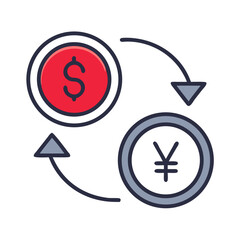 Poster - Currency exchange icons depicting dollar and yen symbols  