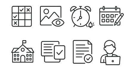 Poster - Set of icons for a calendar, clock, and other items