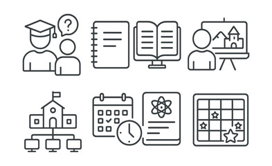 Poster - Set of icons for school and education
