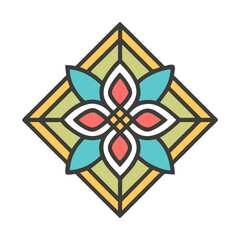 Poster - Geometric flower pattern vector art illustration for backgrounds and decorative elements graphic resource with floral motif, mandala vector design