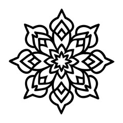 Poster - Geometric flower art vector illustration for coloring books and decorative floral elements projects, mandala vector design