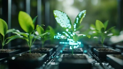 Poster - Growing Plant with Digital Interface in Modern Agriculture Technology