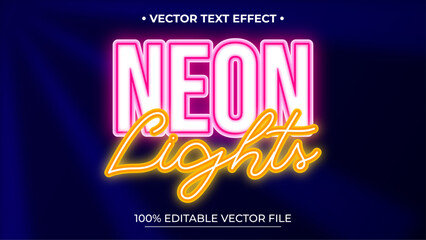 Poster - Neon light text effect, editable text effect with neon color