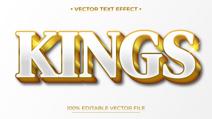 Poster - Kings text, white and gold, luxury editable text effect style