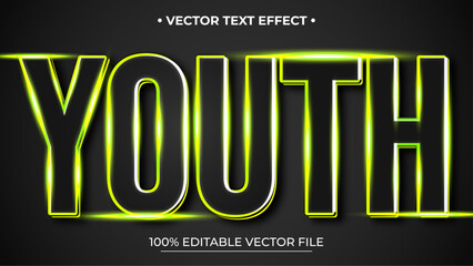 Poster - Editable 3d text effect styles mockup concept Youth words with Gradient Neon Green color