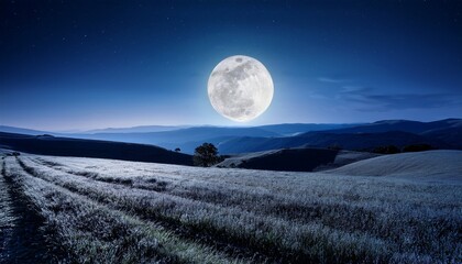 Wall Mural - night landscape with full moon