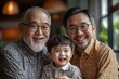 © shelbys - Happy Asian Family of Grandfather, Father and Grandson on Father's Day Celebration Photo.Fictional Character Created By Generative AI