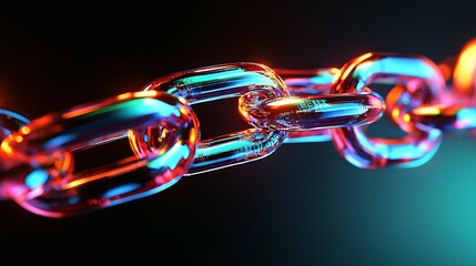 Poster - Intricate close-up view of a luminous chain exhibiting striking colors against a dark background for artistic effect : Generative AI