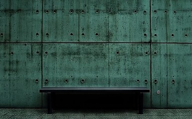 Poster - A clean concrete wall with a plain bench, focusing on simplicity and modern design principles